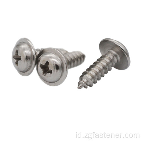 Cross Recesed Pan Head Tapping Screws dengan kerah DIN968